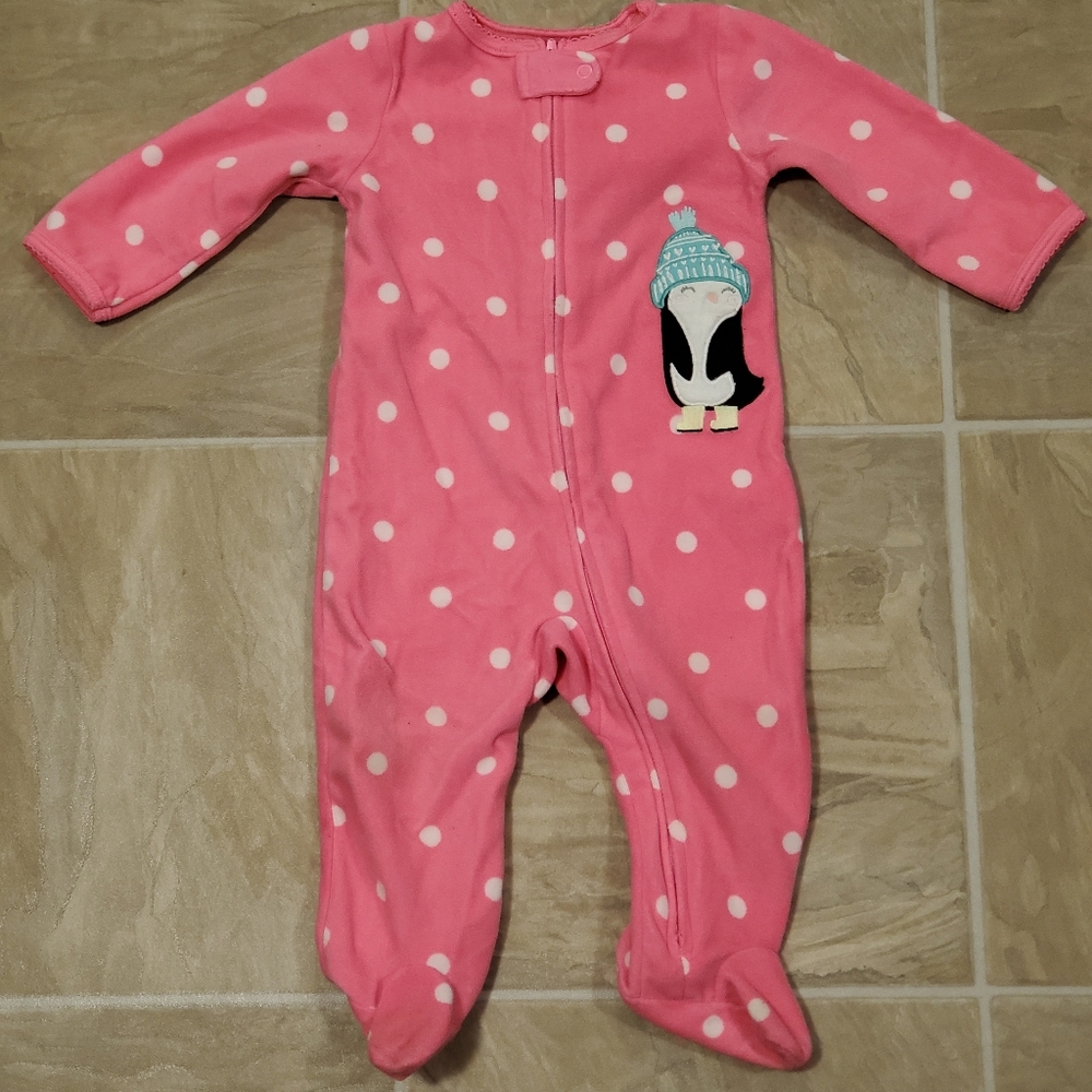 Carter's fleece cover oar penguin pink dot